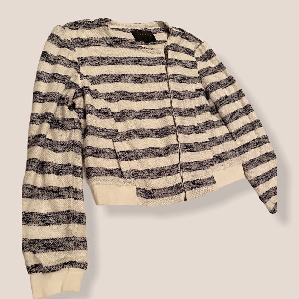 Sanctuary Zip Up Jacket Stripes Size Medium